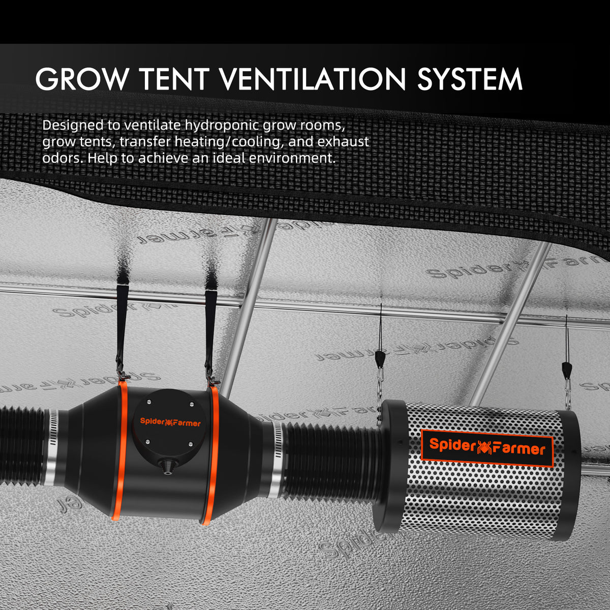 2026 Spider Farmer® 2’x4’ Complete Grow Tent Kit丨SF2000 200W Full Spectrum LED Grow Light丨GGS Controller, 4” Ventilation System with 6” Clip Fan