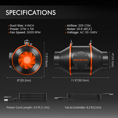 2026 Spider Farmer® 2’x4’ Complete Grow Tent Kit丨SF2000 200W Full Spectrum LED Grow Light丨GGS Controller, 4” Ventilation System with 6” Clip Fan