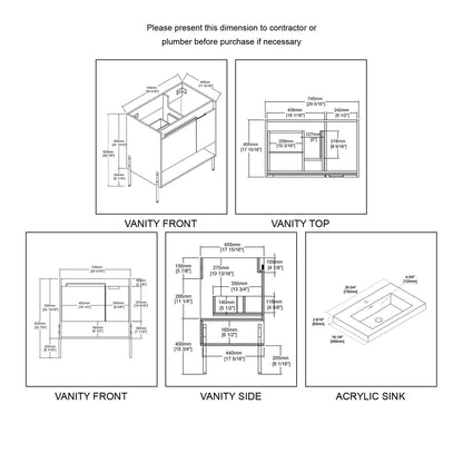 Blossom Turin 30″ Bathroom Vanity - V8031 30 01 - Backyard Provider