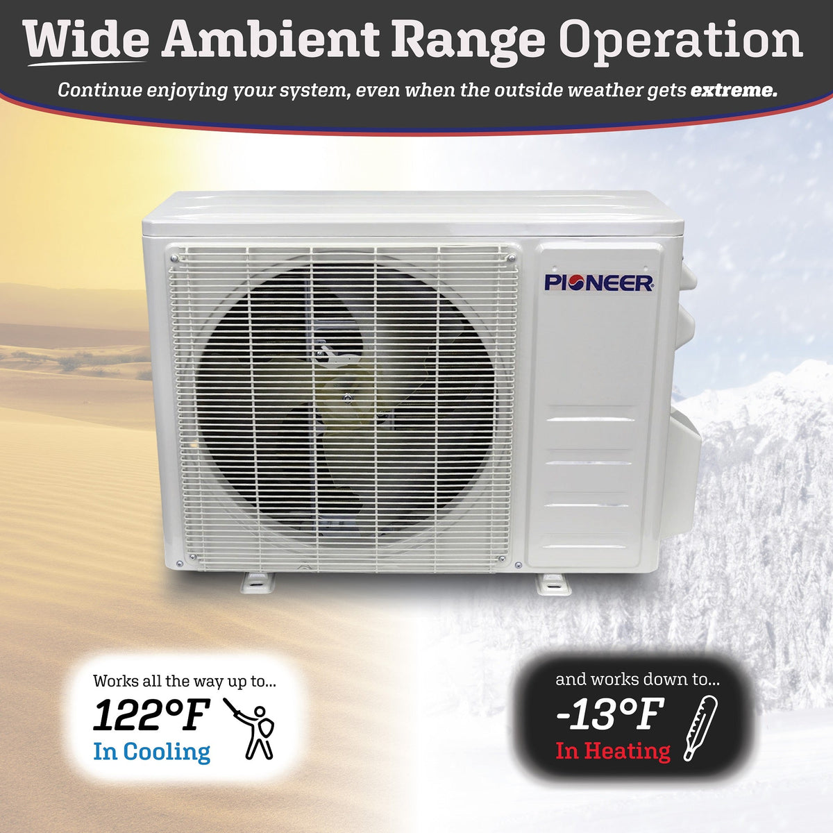 Pioneer Diamante Pro Series 18,000 BTU 19 SEER2 Ductless Mini-Split Air Conditioner Inverter+ Heat Pump Full Set 230V with 16 Ft. Kit - WYT018GLFI19RL
