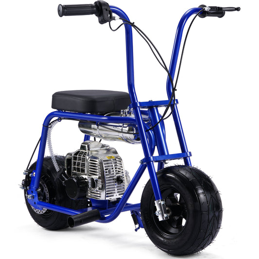 MotoTec Wild Rover 49cc 2-Stroke Kids Gas Mini Bike Blue