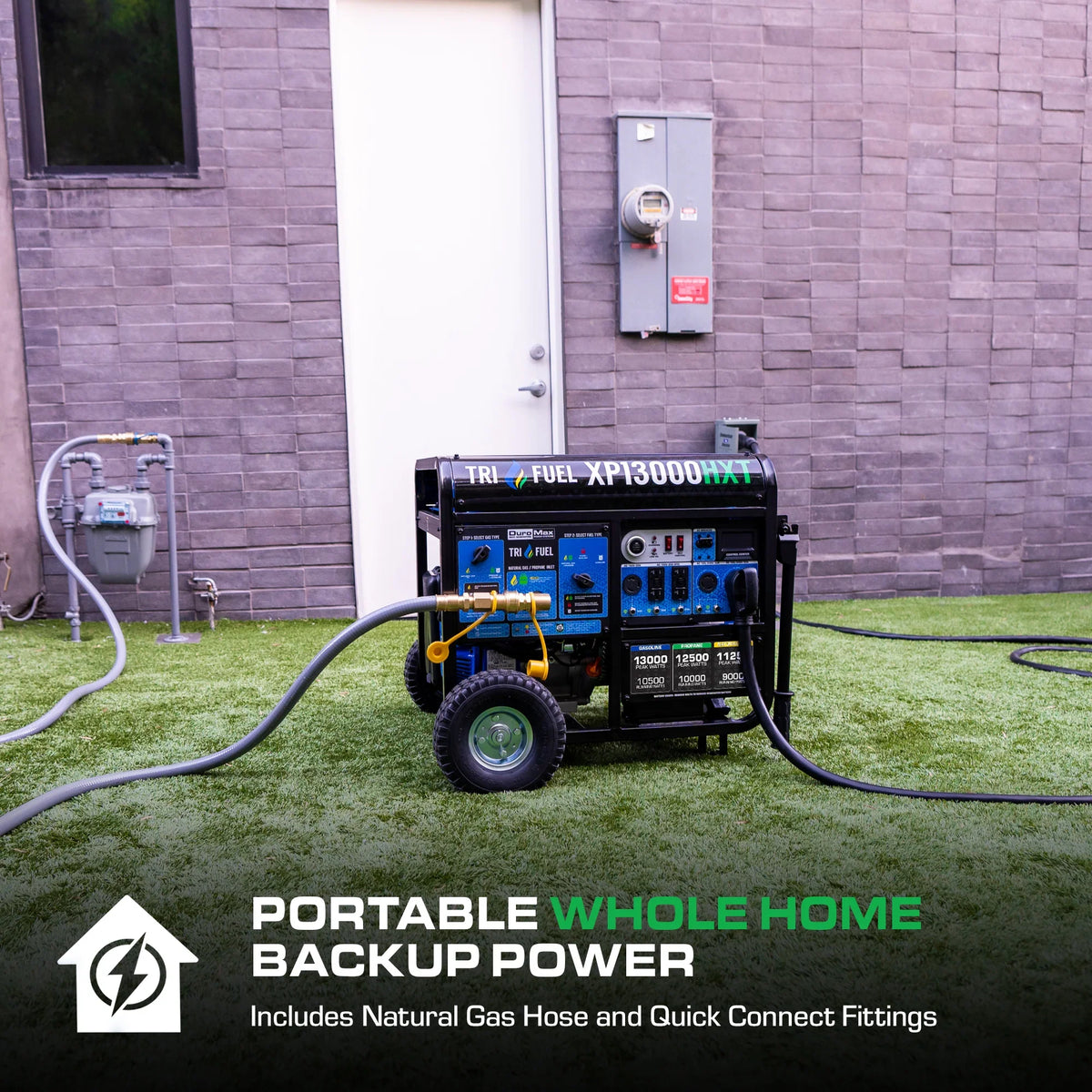 DuroMax XP13000HXT 13,000-Watt 500cc Tri Fuel Portable Generator with CO Alert