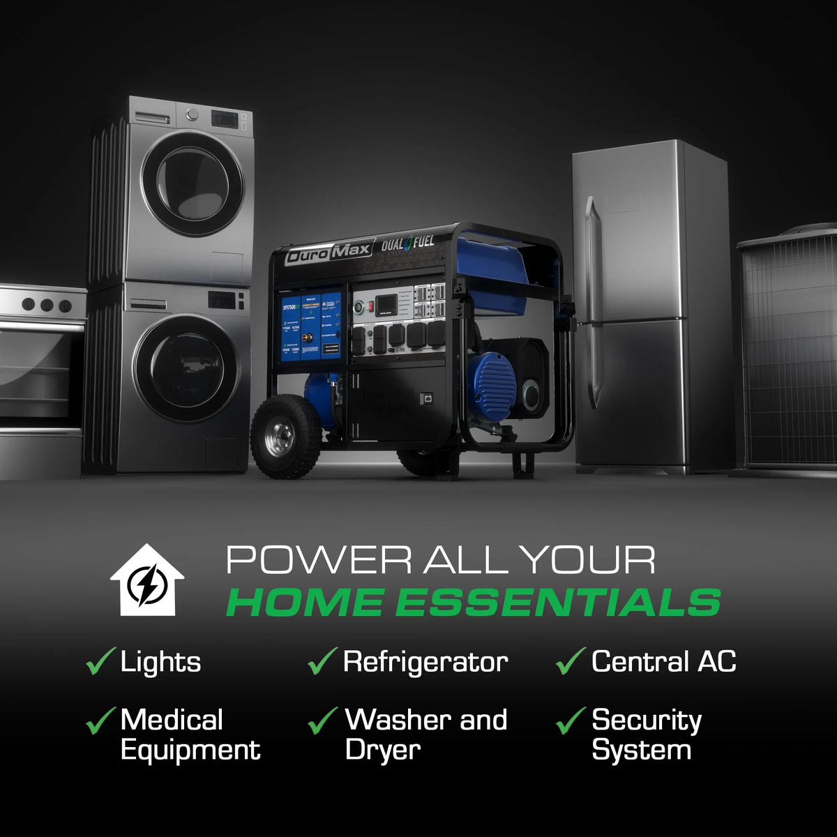 DuroMax 15,500 Watt Dual Fuel Portable Generator w/ CO Alert