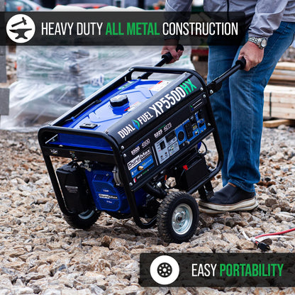 DuroMax XP5500HX 5,500-Watt 210Vcc Electric Start Dual Fuel Portable Generator
