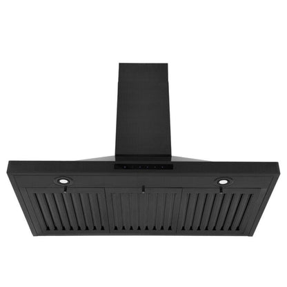 ZLINE 36 in. Dual Fuel Range, Range Hood Black Stainless Steel Appliance Package, 2KP-RABRH36