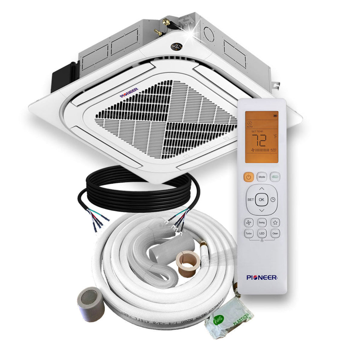 Pioneer Multi Zone 24,000 BTU Quantum Series Ceiling Cassette Indoor Section Split Inverter++ Air Conditioner Heat Pump 230V - CB024GMFILDFHE-10