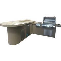 Kokomo Aruba BBQ Island with Built In BBQ Grill Side Burner and Refrigerator - ARUBA