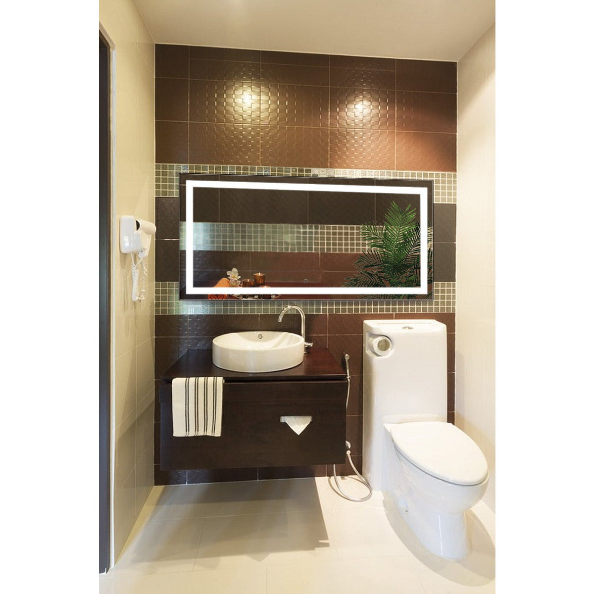 Krugg Icon 60â€³ X 30â€³ LED Bathroom Mirror with Dimmer and Defogger ICON6030 - Backyard Provider