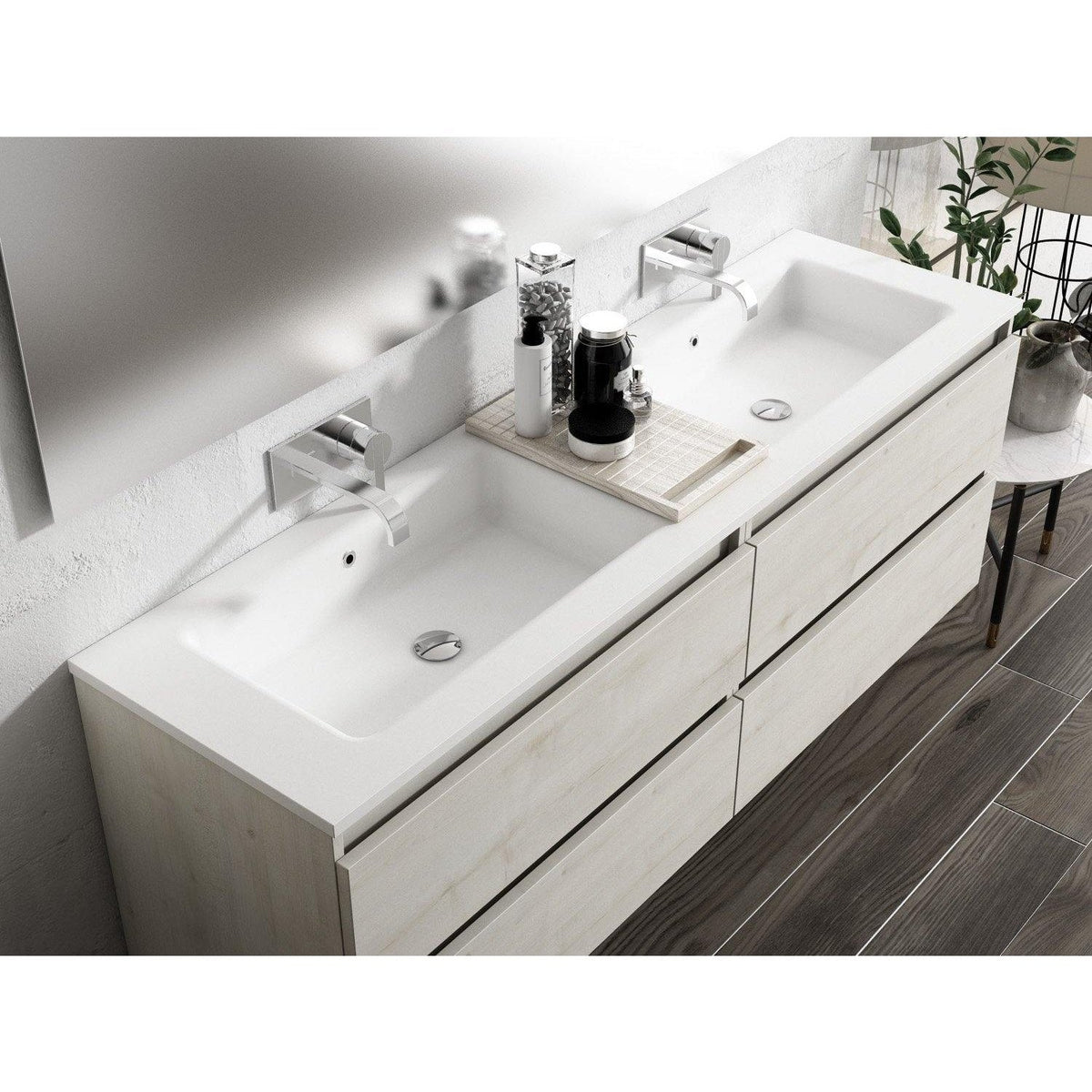 Lucena Bath 80" DÃ©cor Tirador Floating Double Vanities in White / Black / Grey / Silver - Backyard Provider