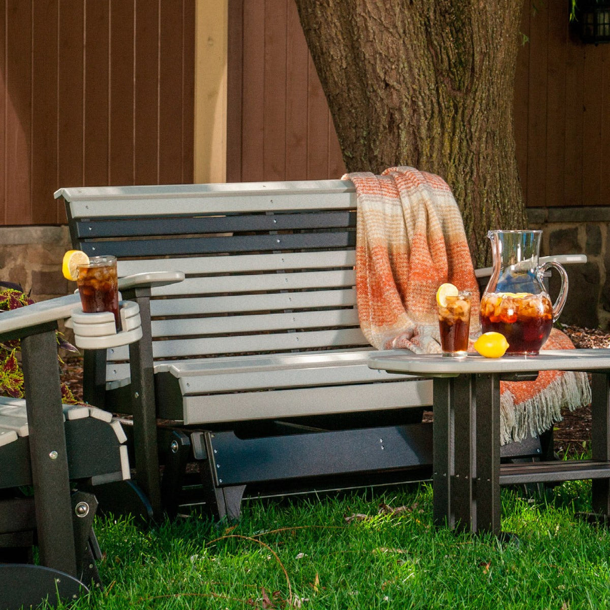 LuxCraft 4' Rollback Plain Poly Outdoor Glider Chair - 4PPGBK