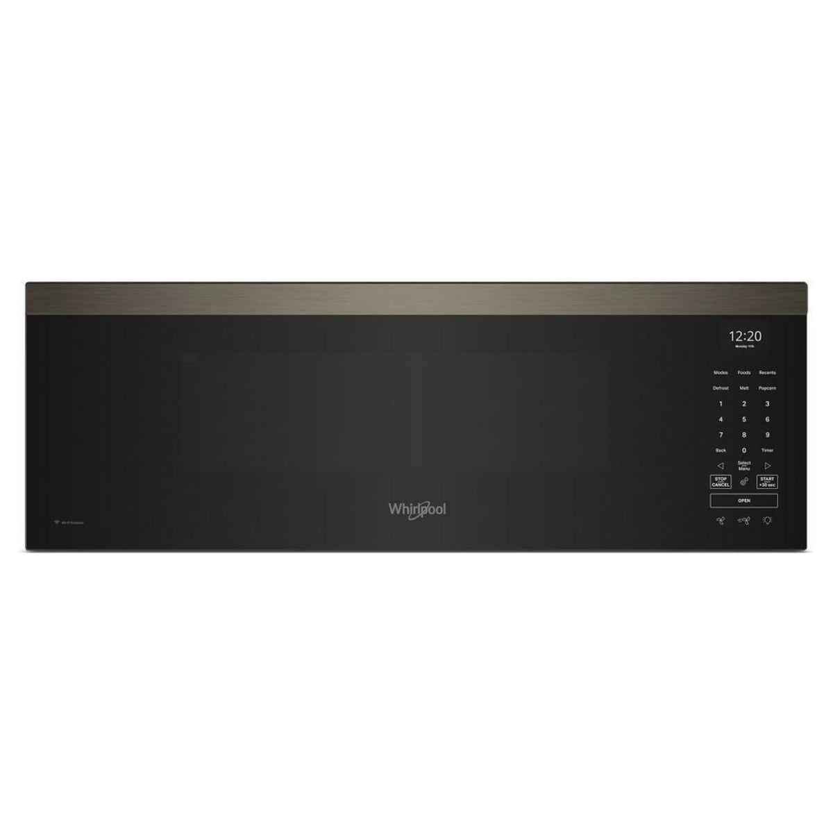 WHIRLPOOL 1.1 cu. ft. Smart Low Profile Microwave Hood Combination with 450 CRM 4-Speed Venting Black On in Stainless Steel Look - WMML5530RV