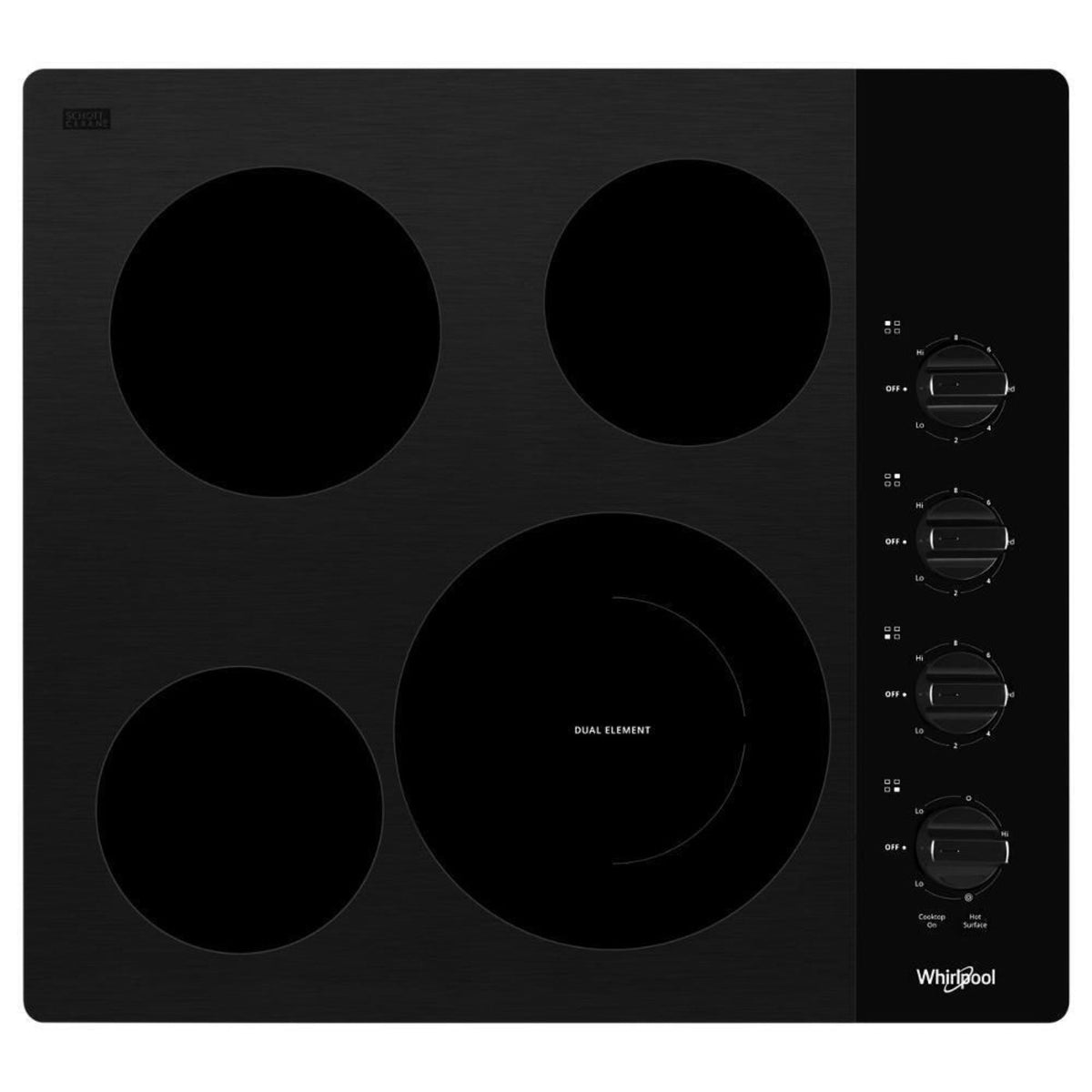 WHIRLPOOL 24-inch Compact Electric Ceramic Glass Cooktop Black - WCE55US4HB