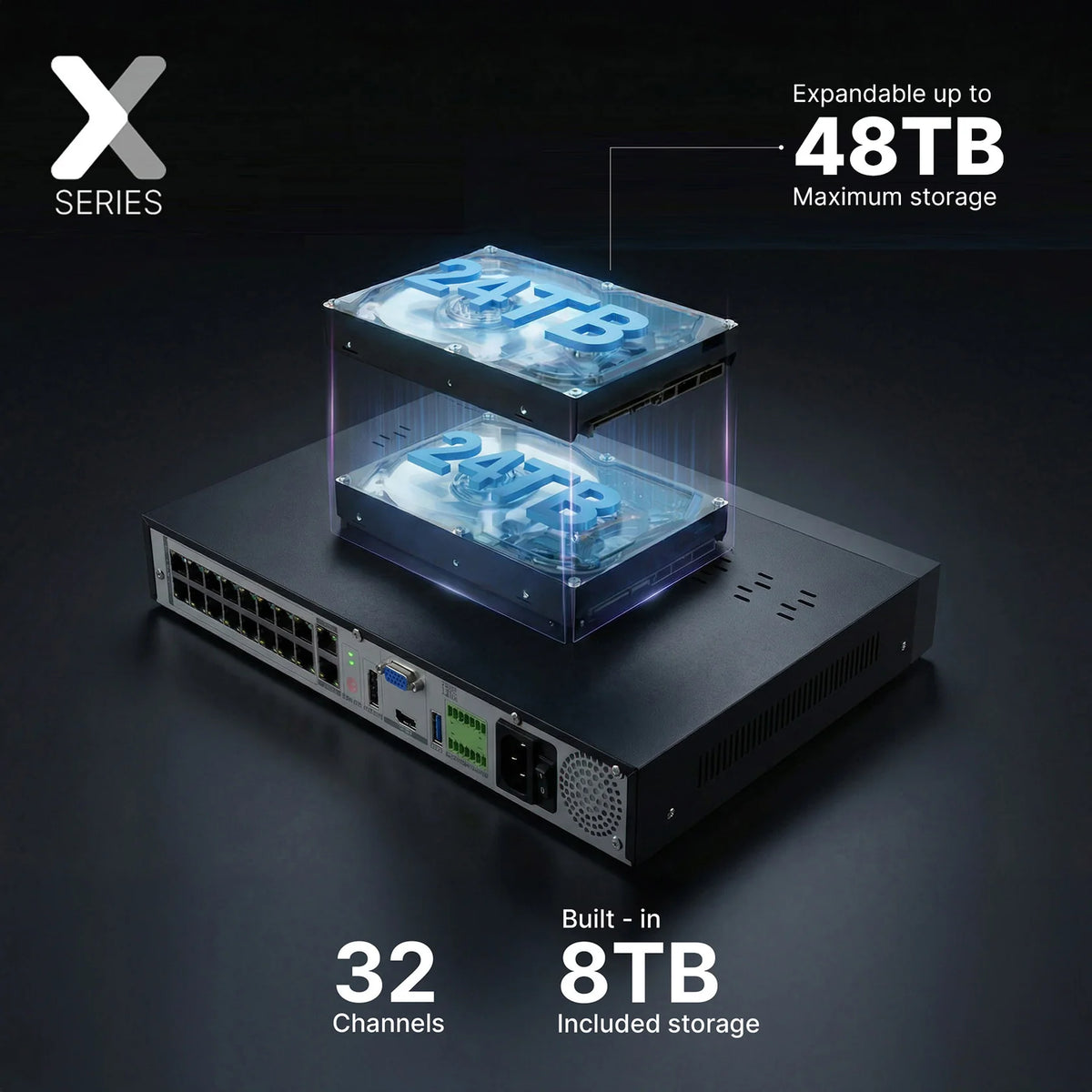 Lorex Connect XC 4K 32-Channel Commercial NVR with 16-Port PoE Switch - 8TB